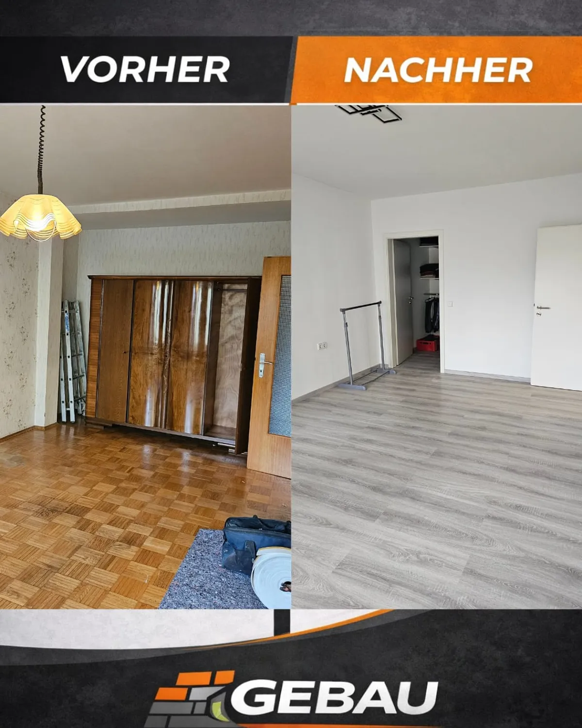 Schlafzimmer-Sanierung im Vorher-Nachher-Vergleich