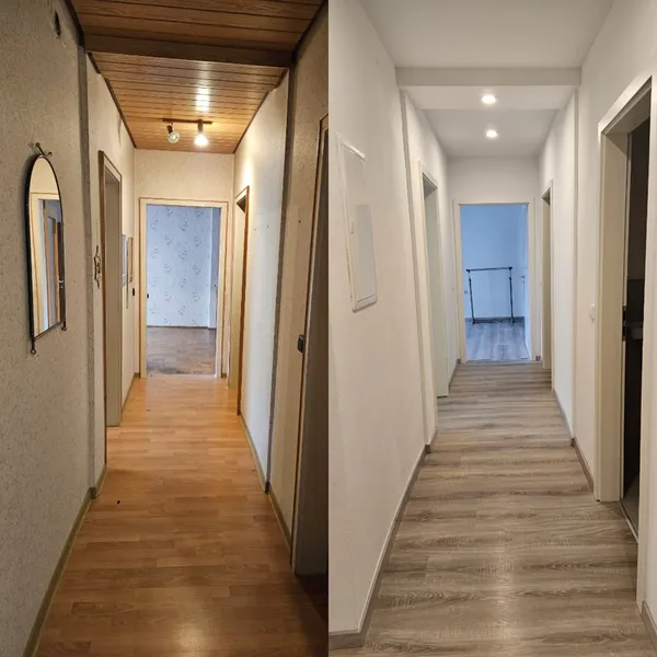 Flursanierung mit Deckenspots und Laminat